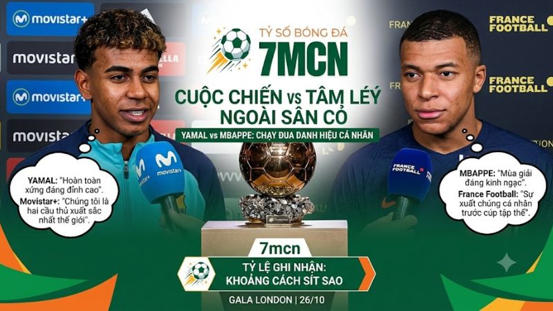 Cuộc đua Quả bóng vàng 2026 giữa Lamine Yamal và Kylian Mbappe trên 7mcn