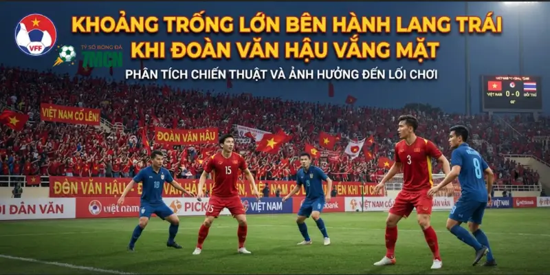 Khoảng trống lớn bên hành lang trái khi Đoàn Văn Hậu vắng mặt