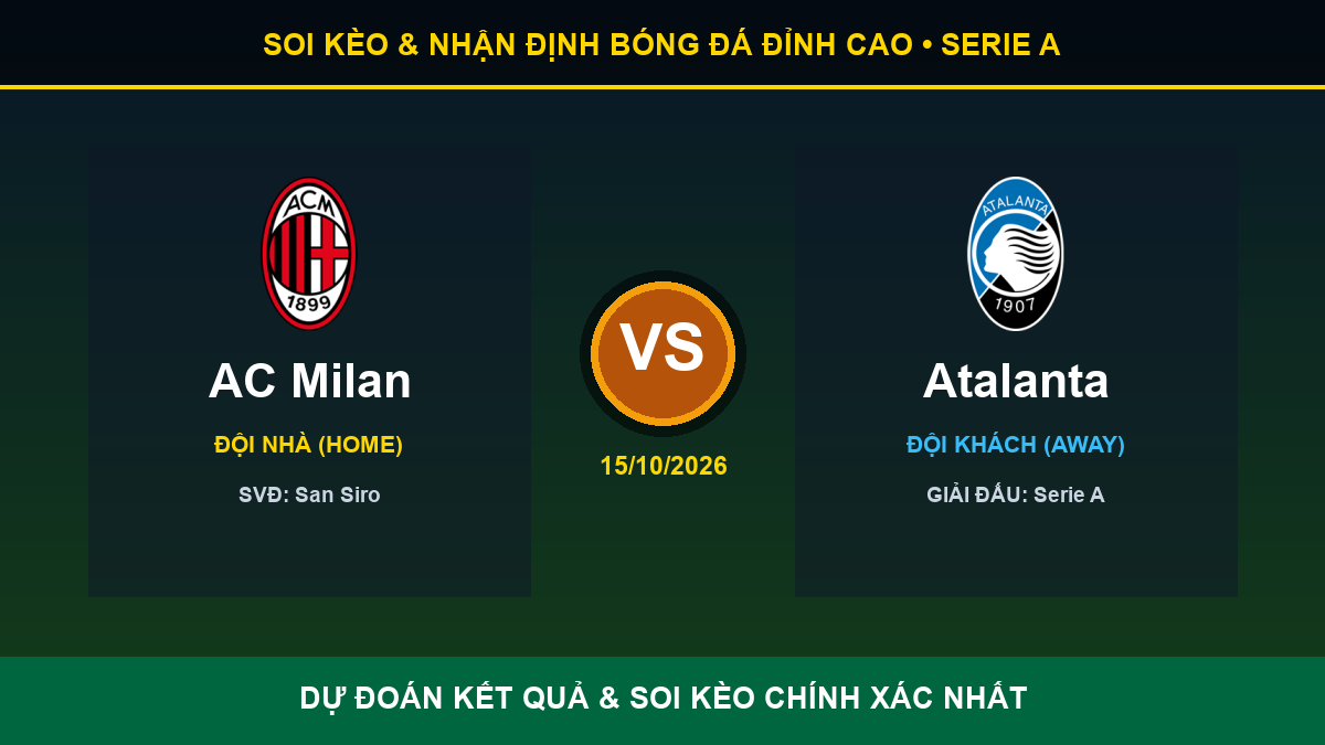 dự đoán kết quả trận AC Milan và Atalanta - Banner đối đầu AC Milan vs Atalanta