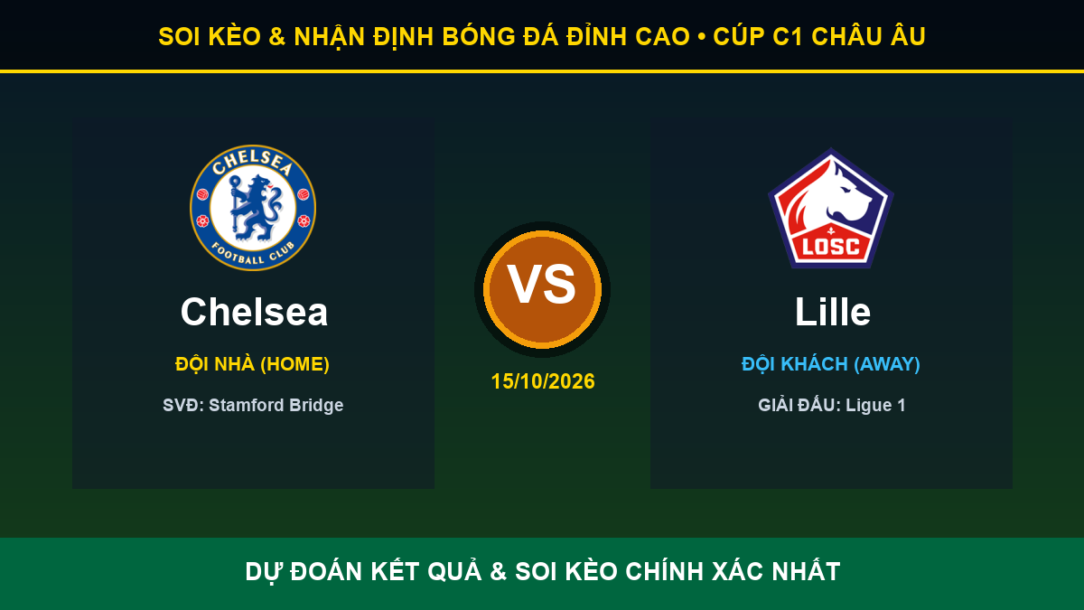dự đoán kết quả trận Chelsea và Lille - Banner đối đầu Chelsea vs Lille