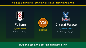 Dự đoán kết quả trận Fulham và Crystal Palace ngày 30/09/2026