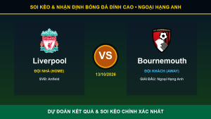 Nhận định phân tích trận Liverpool và Bournemouth ngày 13/10/2026