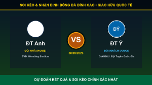 Soi kèo 7M trận ĐT Anh và ĐT Ý ngày 30/09/2026
