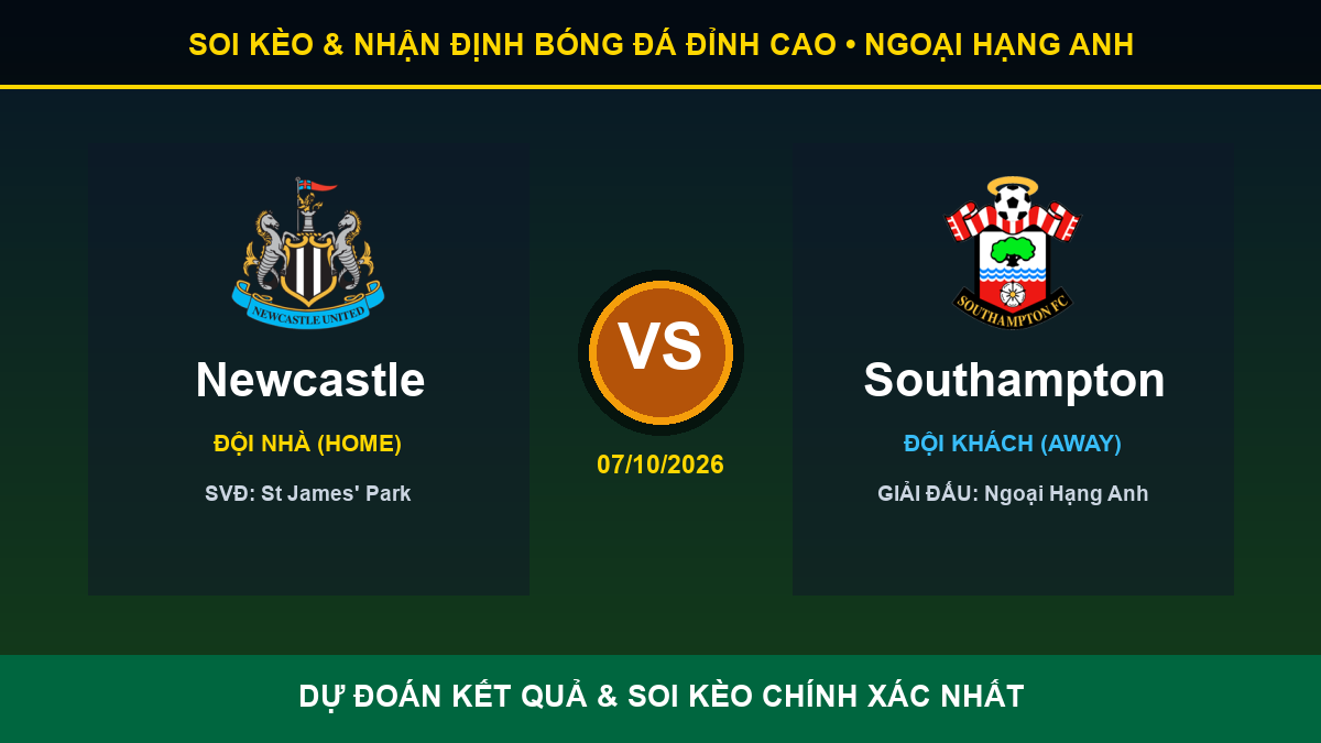 soi kèo 7M trận Newcastle và Southampton - Banner đối đầu Newcastle vs Southampton
